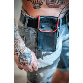 Black Dog Leather Pouch for Handy ,soft leather