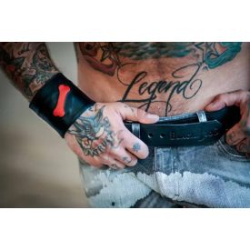 Leather Wrist Wallet with red Bone