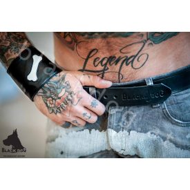 Leather Wrist Wallet with grey Bone