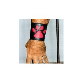 Leather Wrist Wallet with red Dog Foot Print