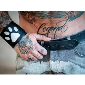 Leather Wrist Wallet with grey Dog Foot Print