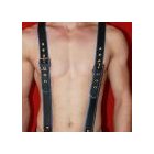 Leather Suspender, soft Leather ,red Piping
