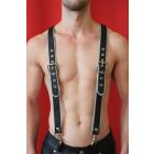 Leather Suspender, soft Leather ,red Piping