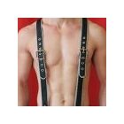 Leather Suspender, soft Leather ,red Piping