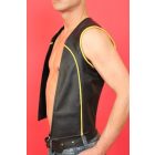 Black Dog Leather Vest With Pipping