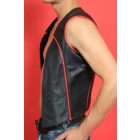 Black Dog Leather Vest With Pipping