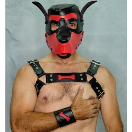 Black Dog Puppy Chest Harness with Bone