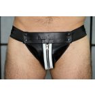Zip Jock,Nappa Leather, Black/Red